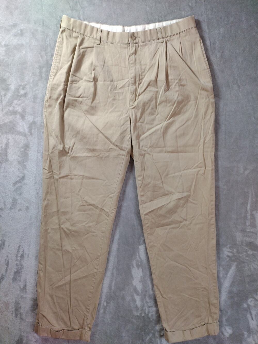Vtg Polo Ralph Lauren Dress Pants 36×34 Beige Cotton Office Workwear Preppy
